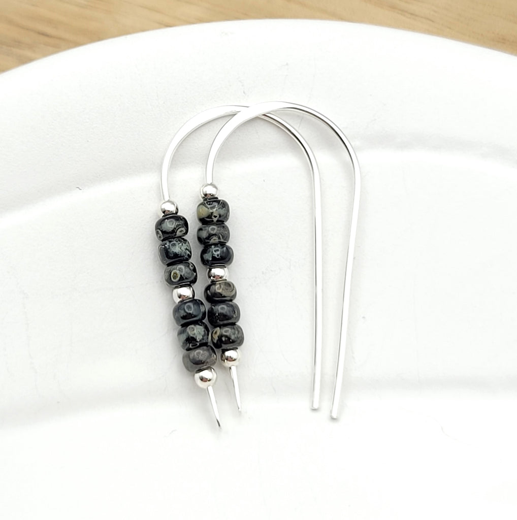 Cheval - Silver and Black Earrings Bijou by SAM