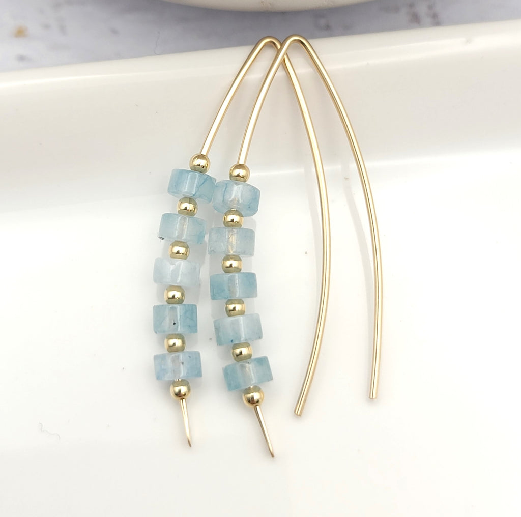 Wish - Gold & Blue Aquamarine Earrings Bijou by SAM