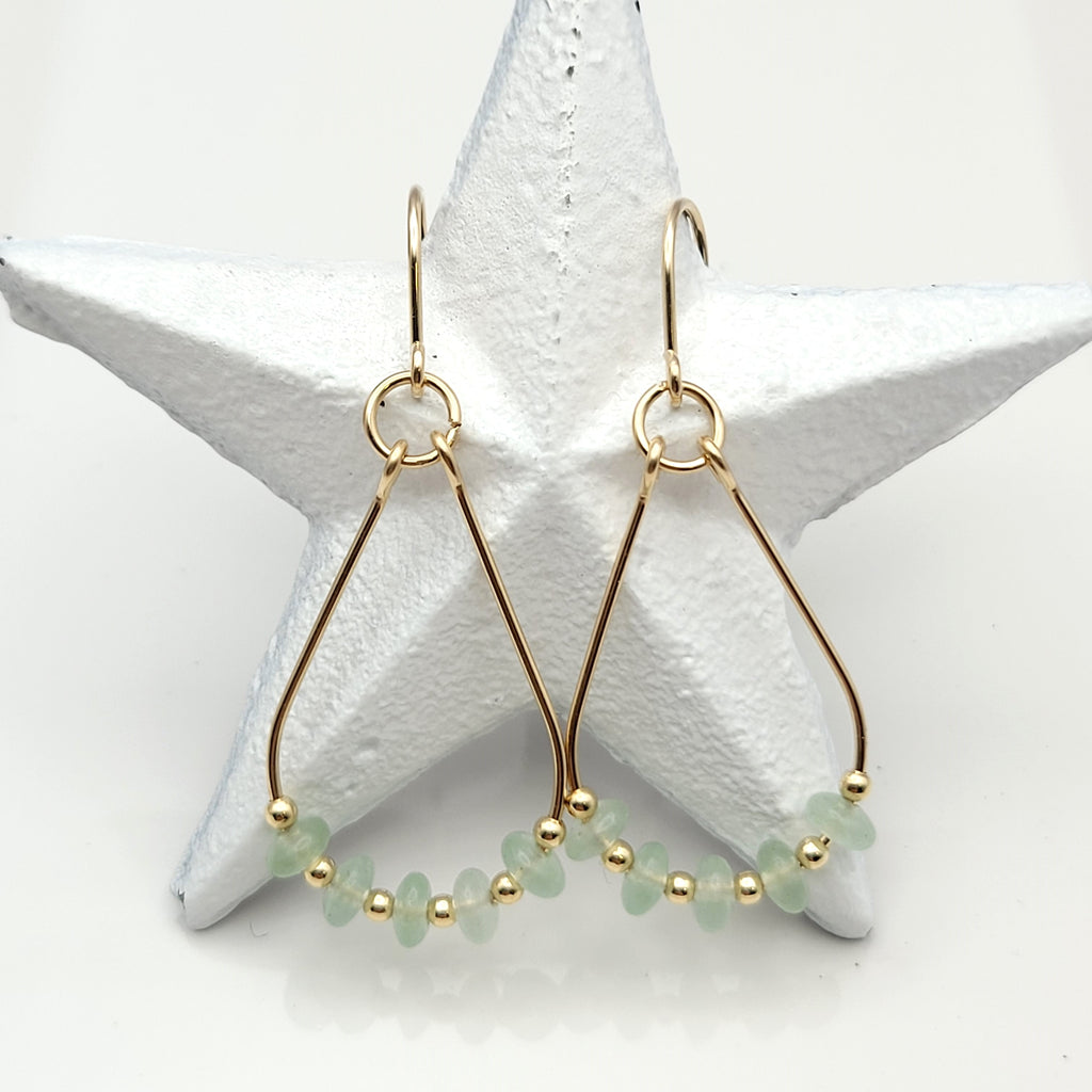 Lane - Gold & Green Aventurine Earrings Bijou by SAM
