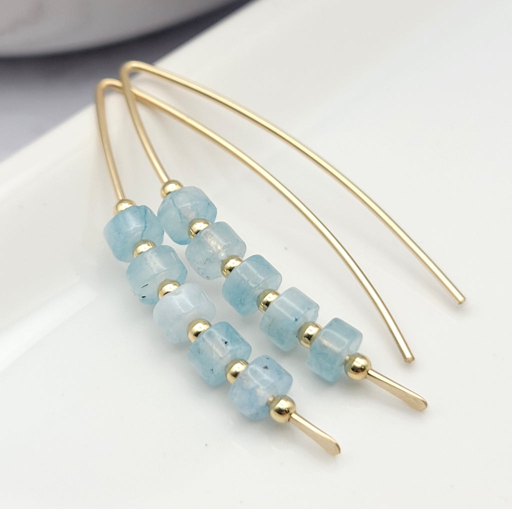 Wish - Gold & Blue Aquamarine Earrings Bijou by SAM