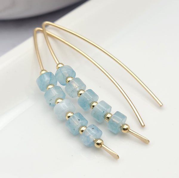 Wish - Gold & Blue Aquamarine Earrings Bijou by SAM