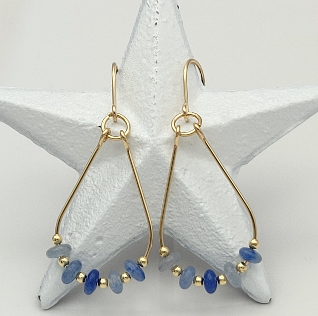 Lane - Gold & Blue Aventurine Earrings Bijou by SAM