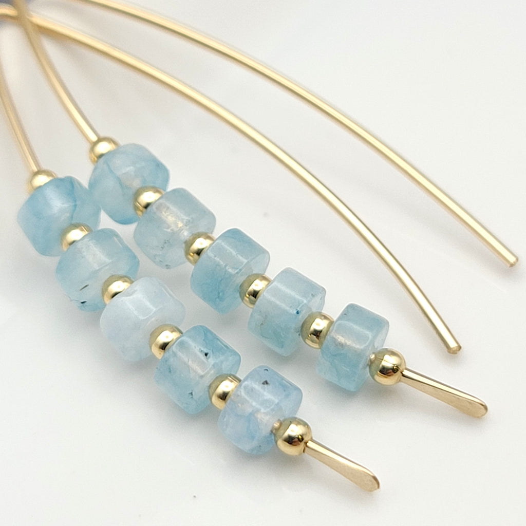Wish - Gold & Aquamarine Earrings Bijou by SAM