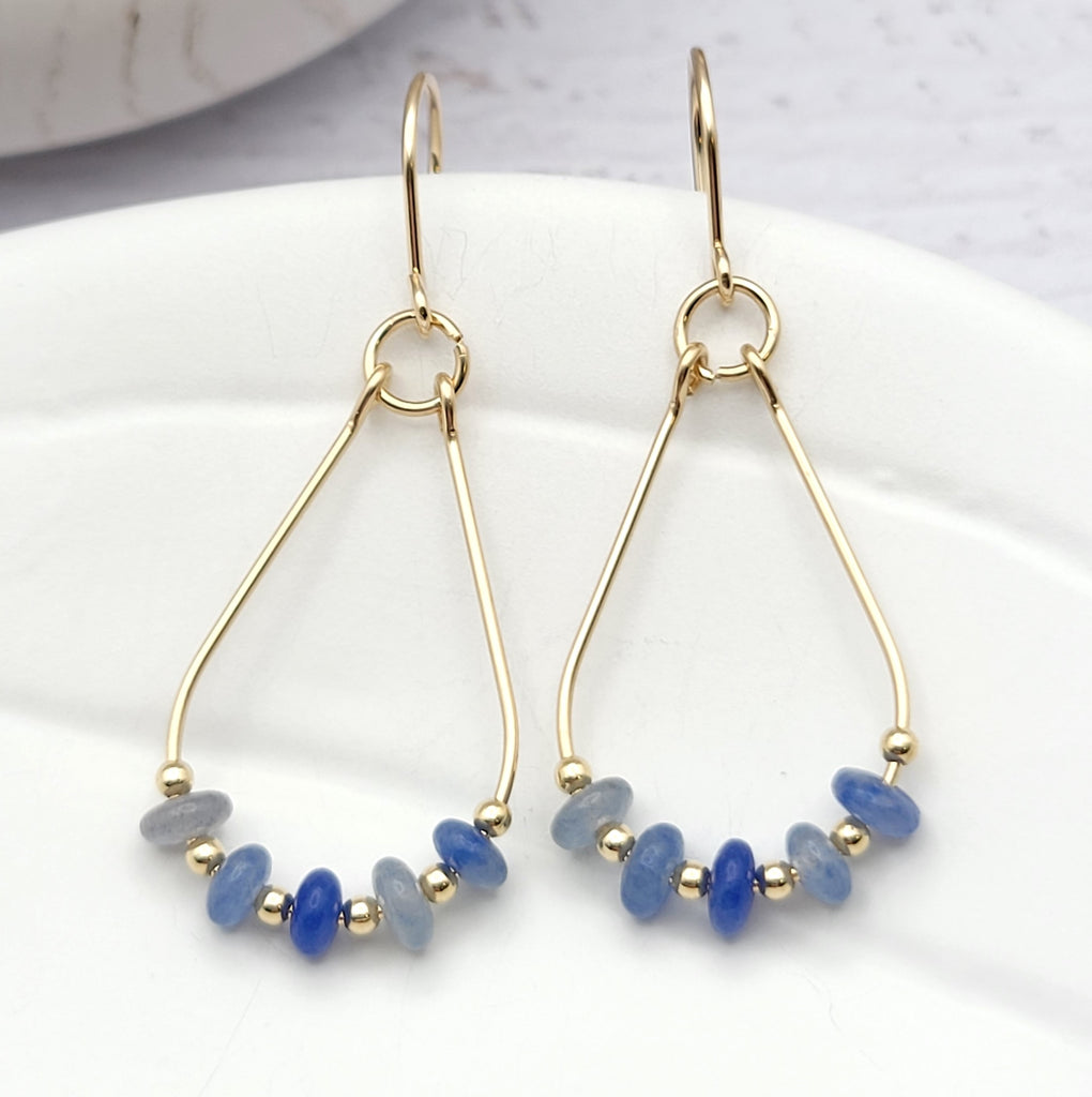 Lane - Gold & Blue Aventurine Earrings Bijou by SAM