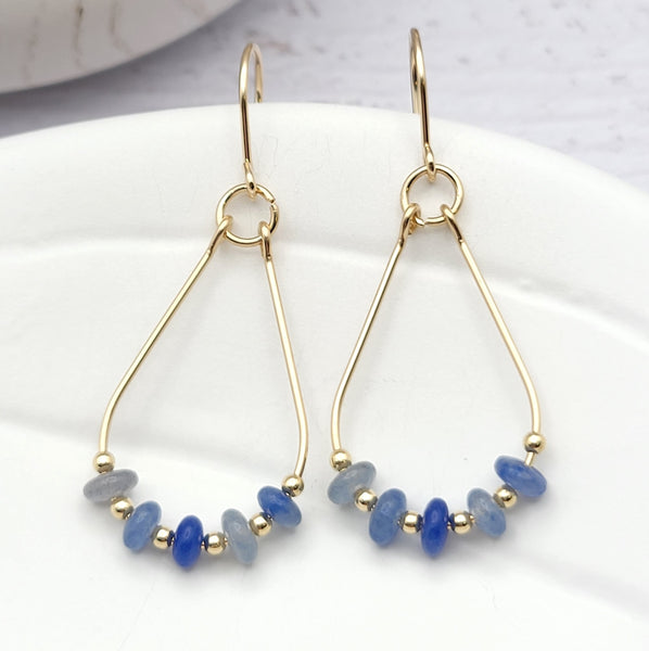 Lane - Gold & Blue Aventurine Earrings Bijou by SAM