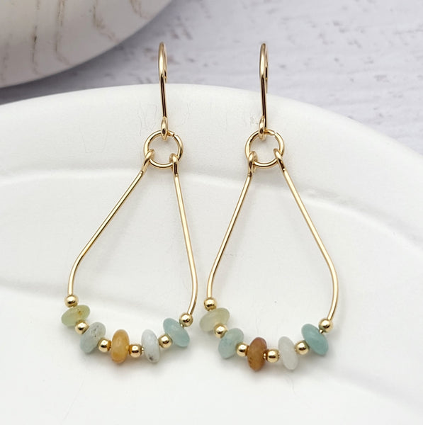 Lane - Gold & Amazonite Earrings Bijou by SAM   