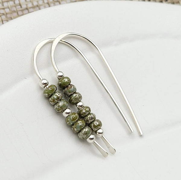 Cheval - Silver and Sage Green Earrings Bijou by SAM   