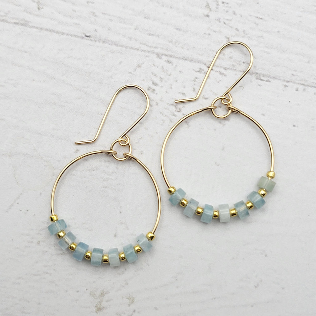 Boho - Gold & Aquamarine Earrings Bijou by SAM