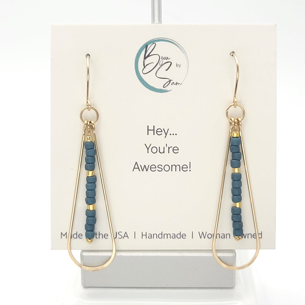 Harley - Gold & Teal Earrings Bijou by SAM