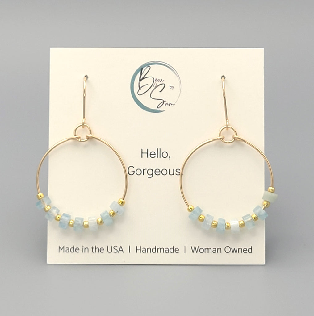Boho - Gold & Aquamarine Earrings Bijou by SAM