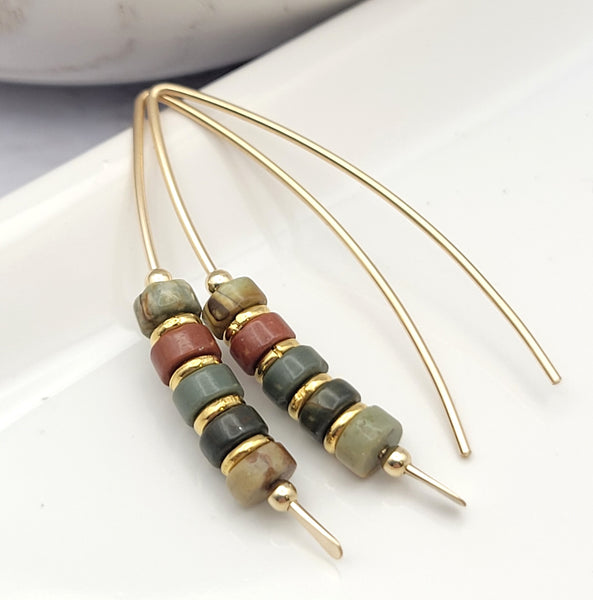 Wish - Gold & Red Creek Jasper Earrings Bijou by SAM