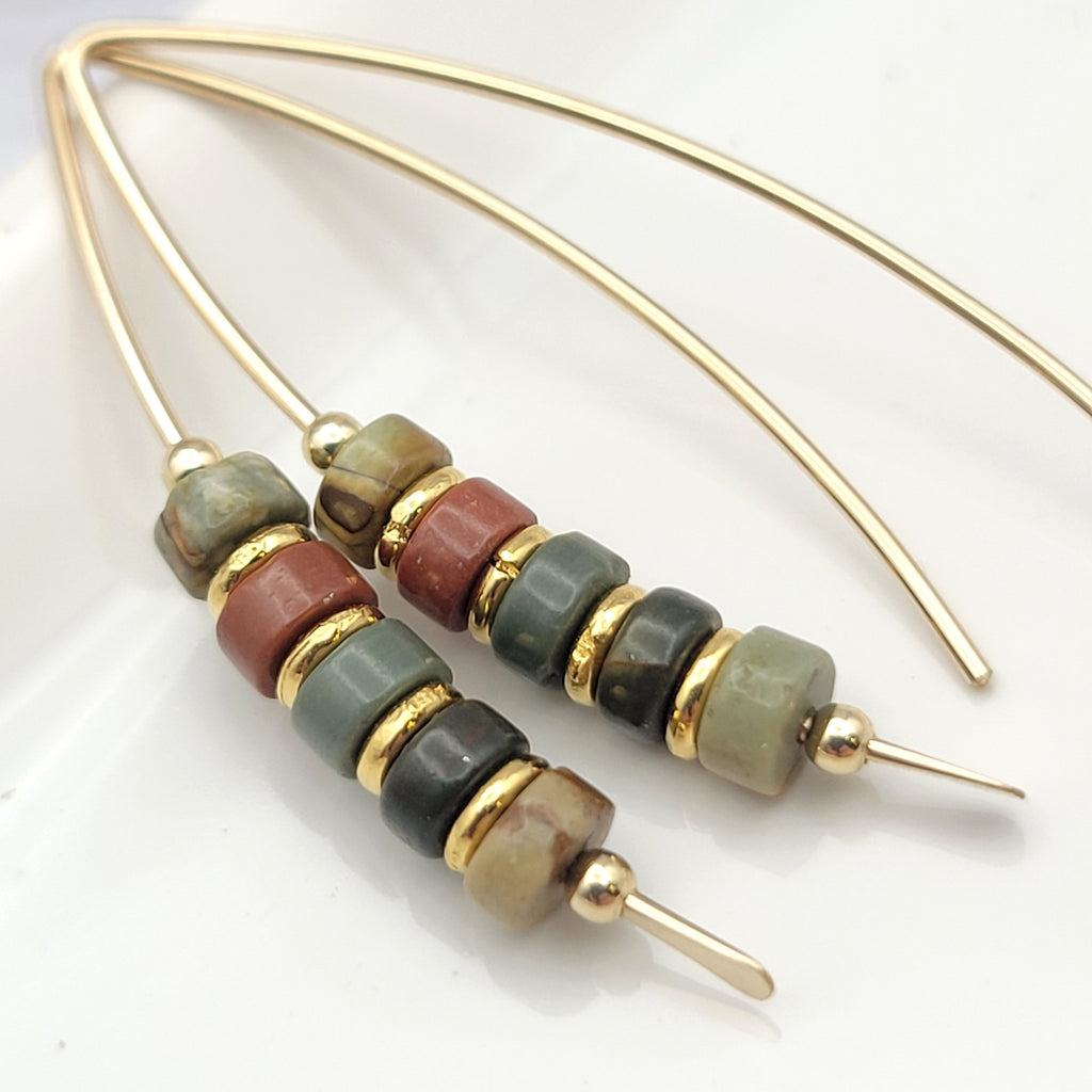 Wish - Gold & Red Creek Jasper Earrings Bijou by SAM