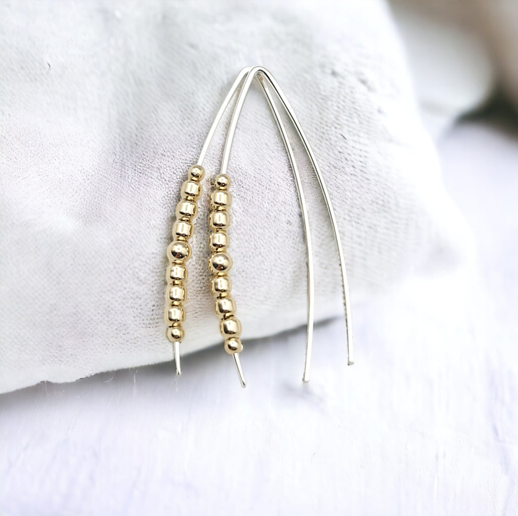 Wish - Silver with Gold Beads Earrings Bijou by SAM