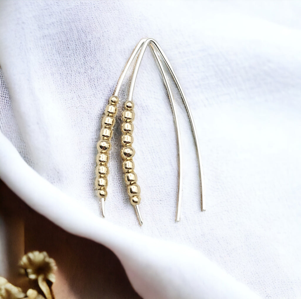 Wish - Silver with Gold Beads Earrings Bijou by SAM