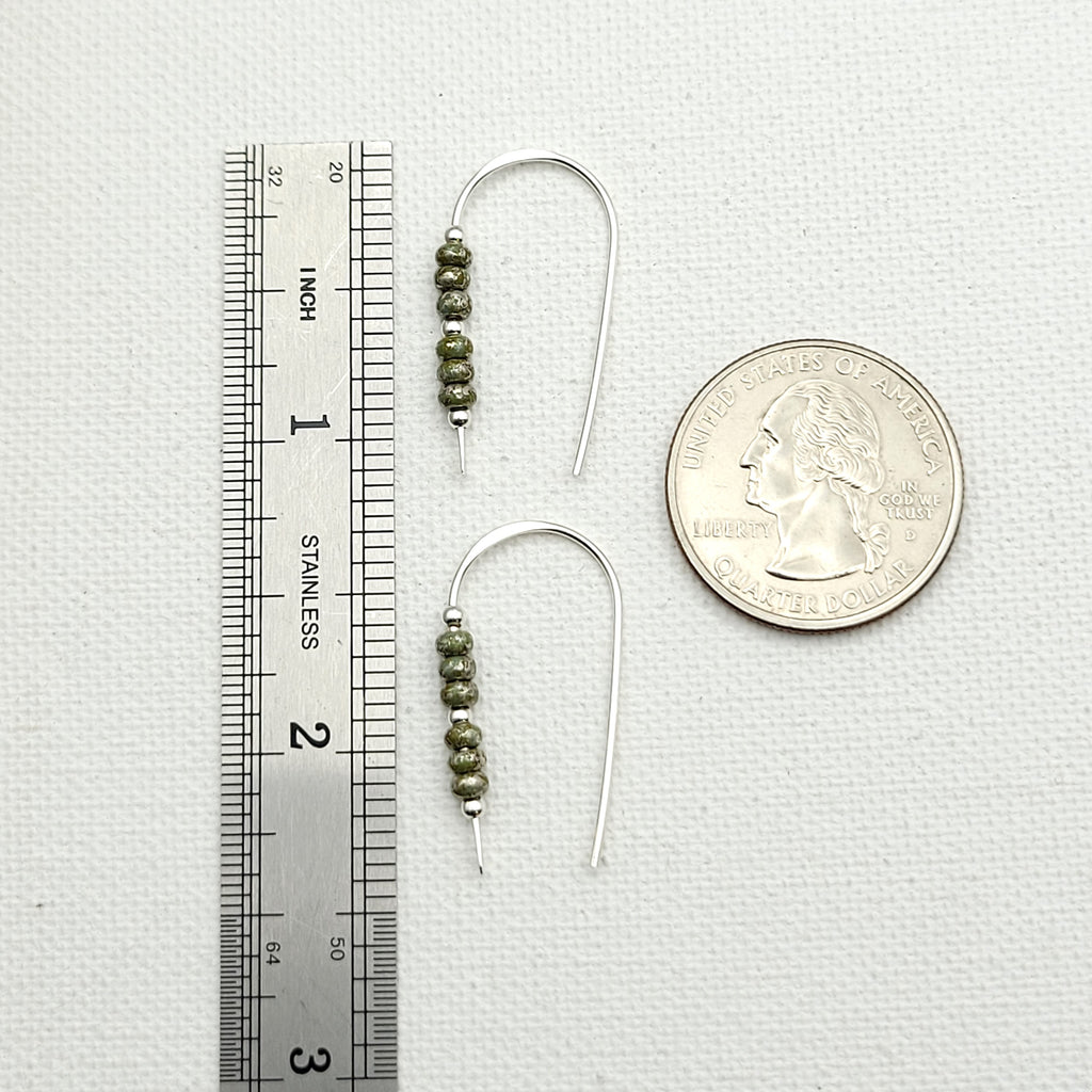 Cheval - Silver and Sage Green Earrings Bijou by SAM