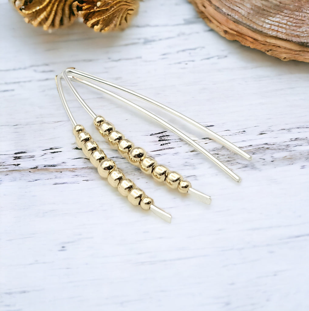 Wish - Silver with Gold Beads Earrings Bijou by SAM