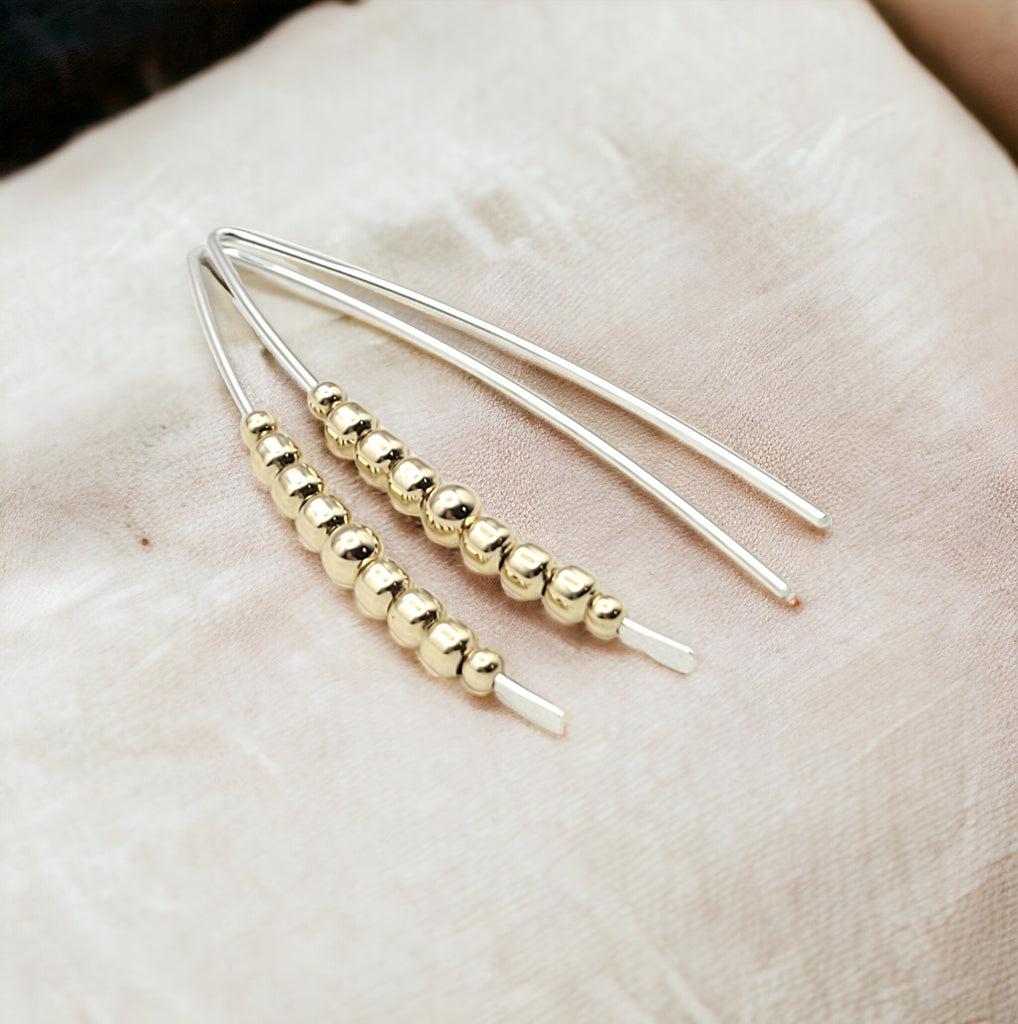 Wish - Silver with Gold Beads Earrings Bijou by SAM