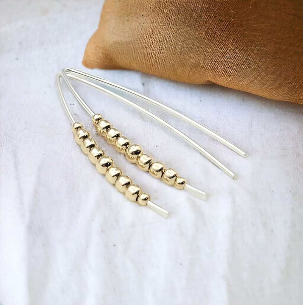 Wish - Silver with Gold Beads Earrings Bijou by SAM