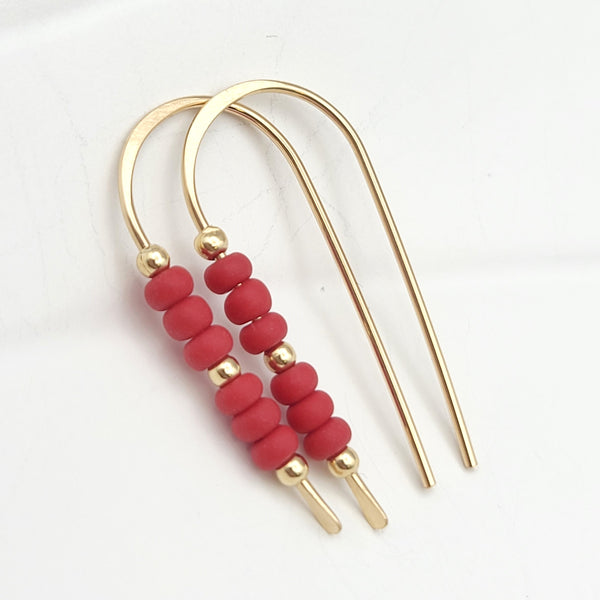 Cheval - Gold & Red Beads Earrings Etsy