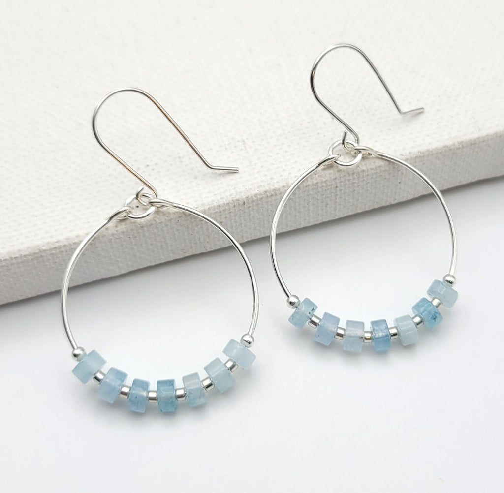 Boho - Silver & Aquamarine Earrings Bijou by SAM