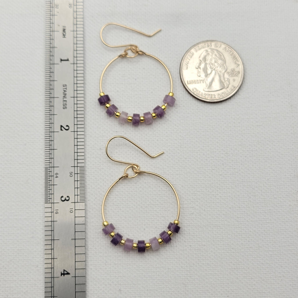 Boho Hoops - Gold & Amethyst Earrings Bijou by SAM