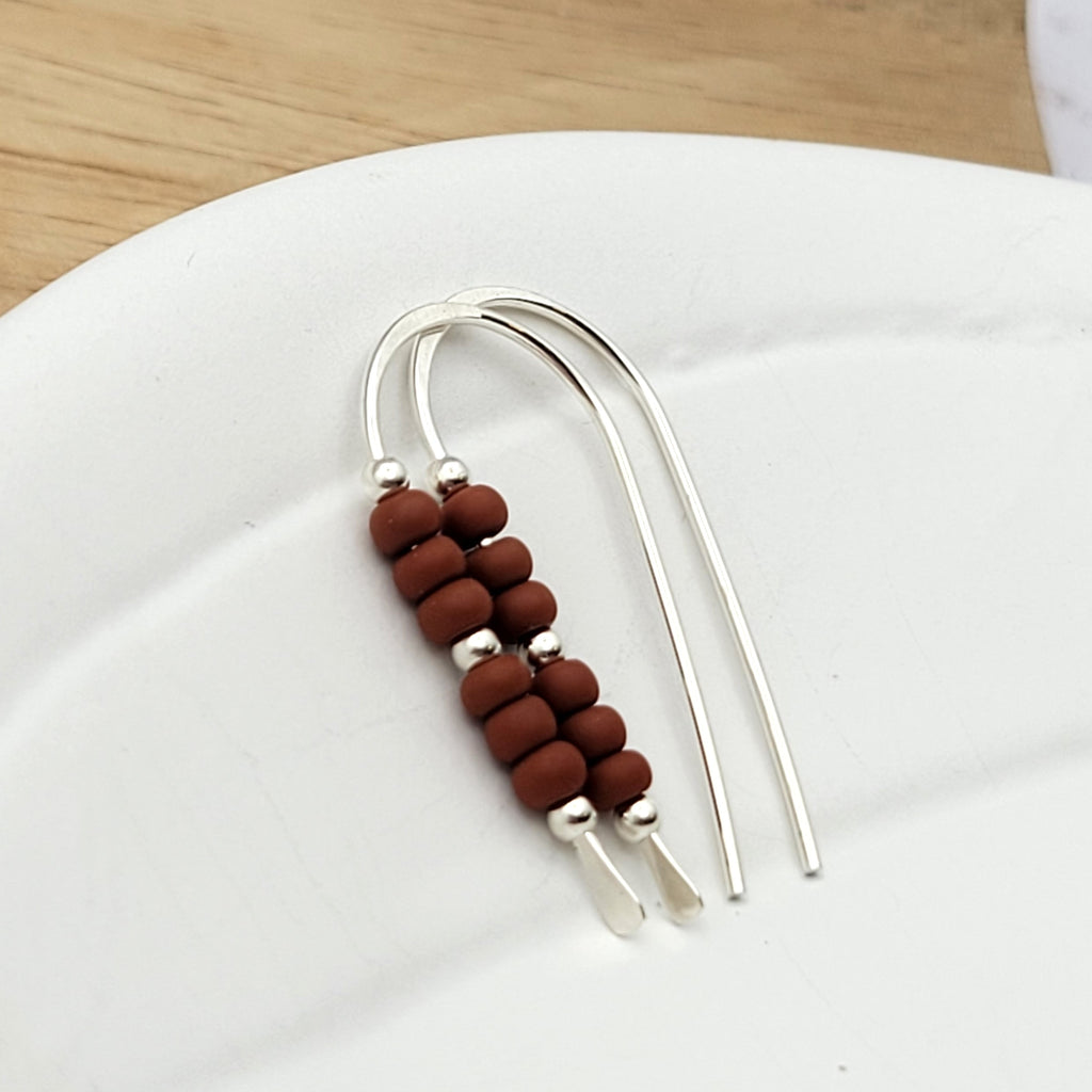 Cheval - Silver and Burnt Sienna Earrings Bijou by SAM