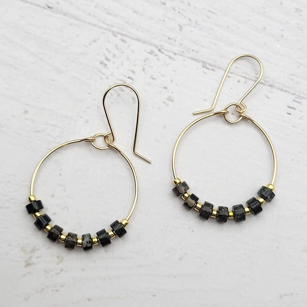 Boho Hoops - Gold & Black Earrings Bijou by SAM