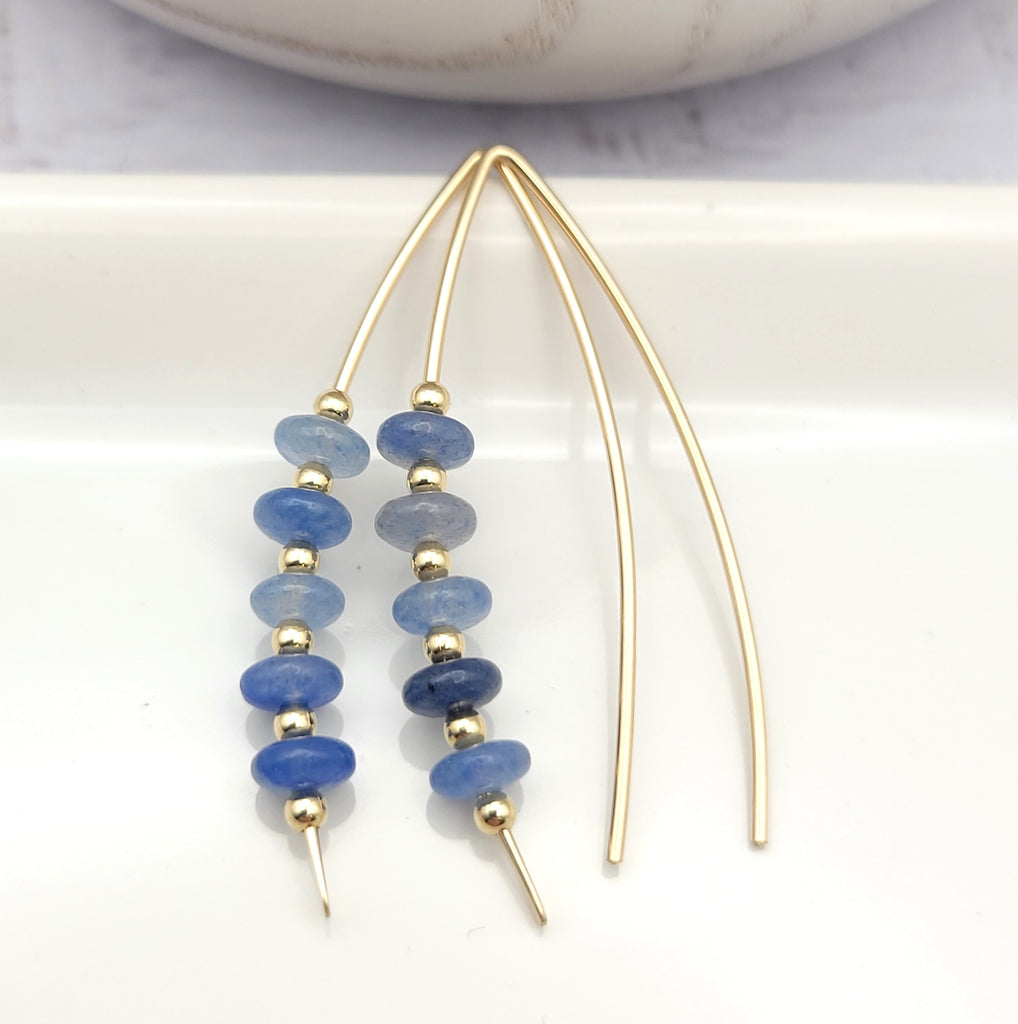 Wish - Gold & Blue Aventurine Earrings Bijou by SAM