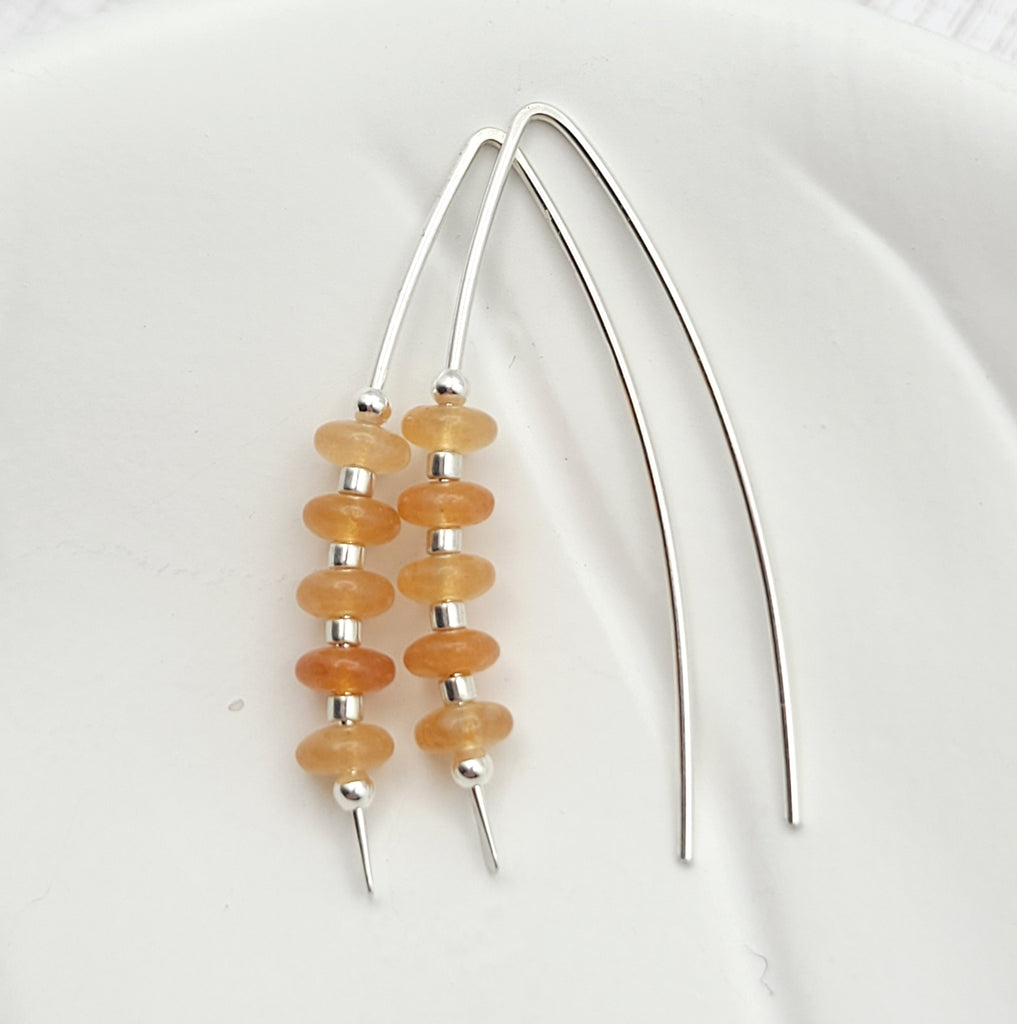 Wish - Silver & Orange Aventurine Earrings Bijou by SAM