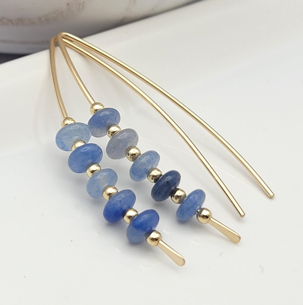 Wish - Gold & Blue Aventurine Earrings Bijou by SAM