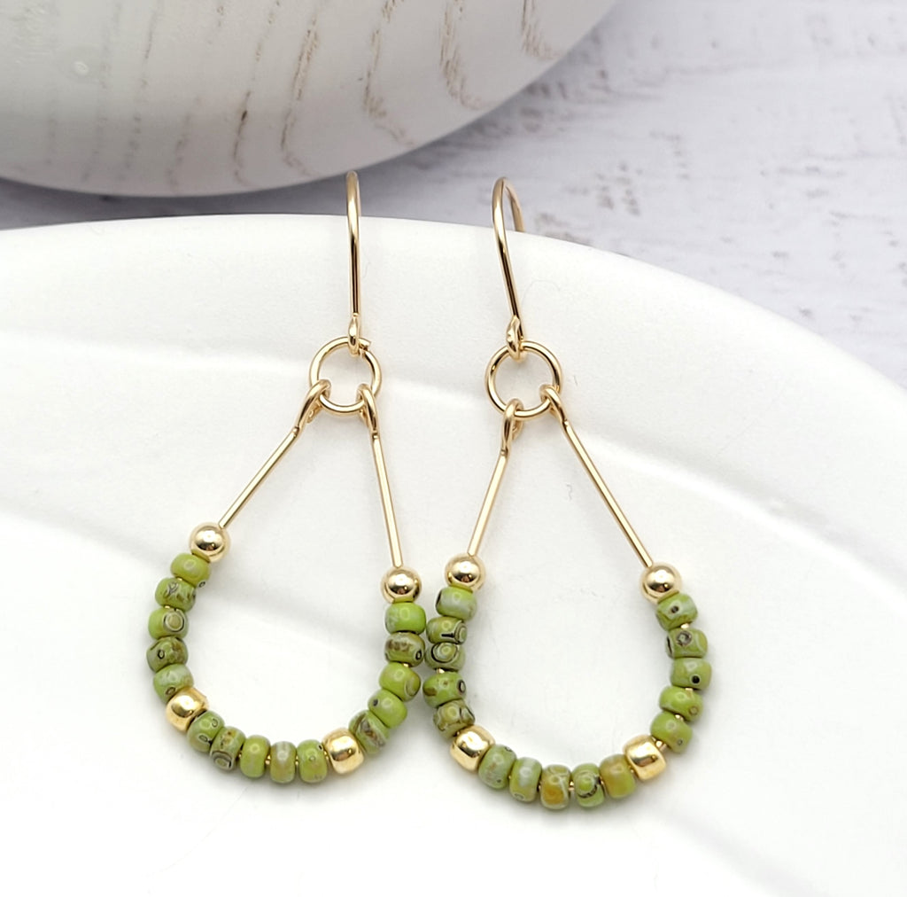 Lane - Gold & Chartreuse Earrings Bijou by SAM