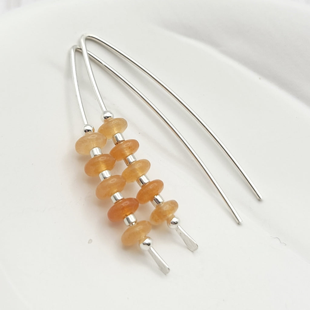 Wish - Silver & Orange Aventurine Earrings Bijou by SAM