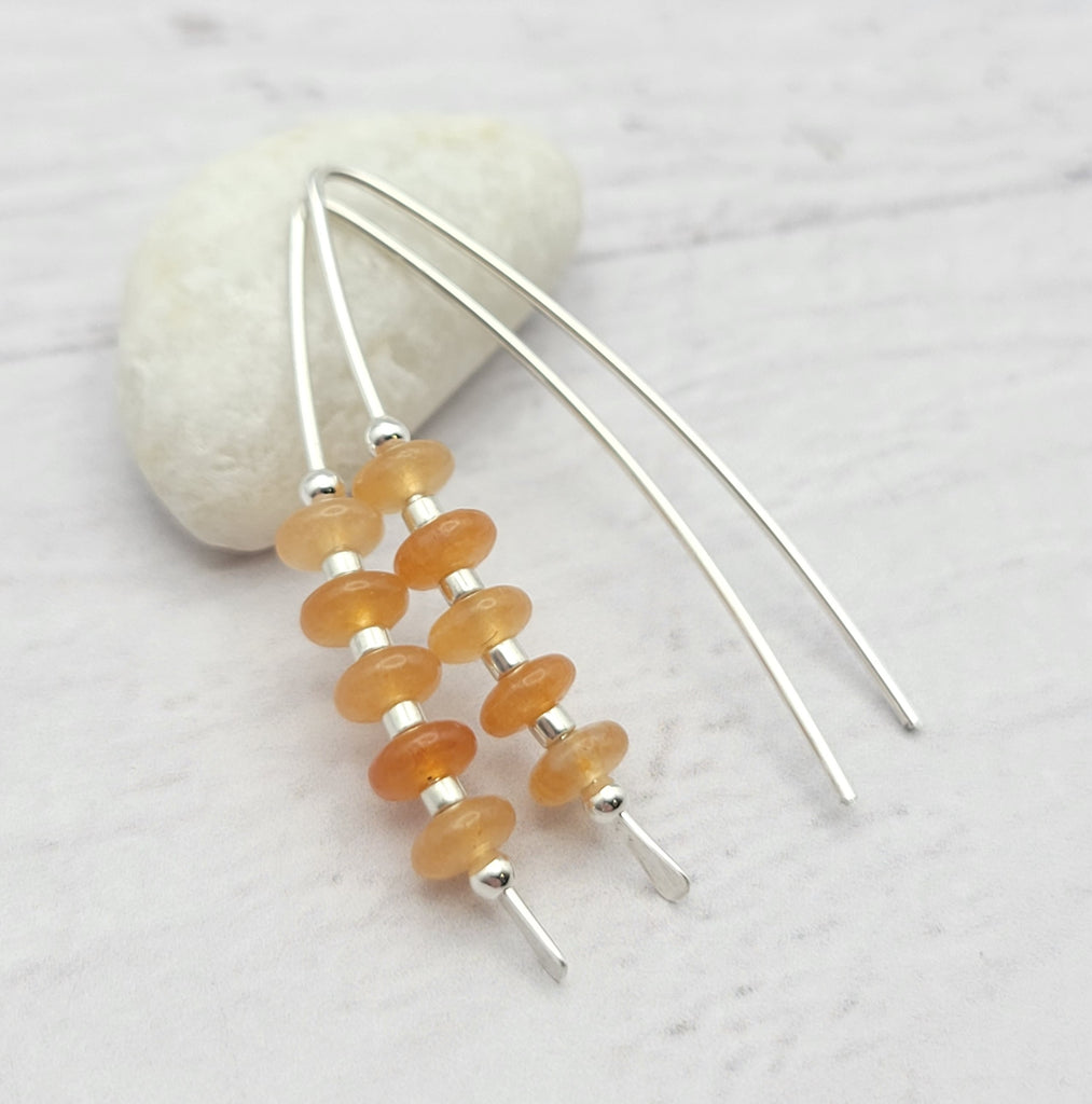Wish - Silver & Orange Aventurine Earrings Bijou by SAM