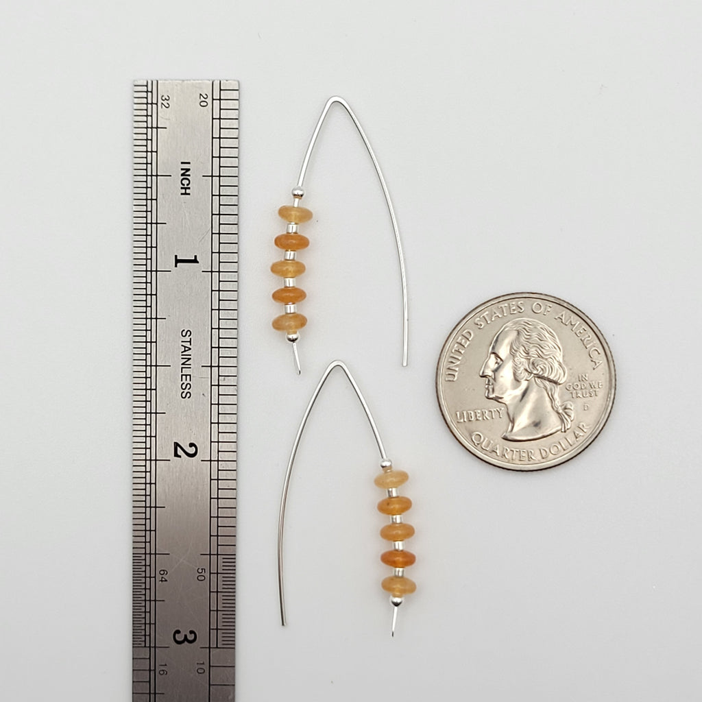Wish - Silver & Orange Aventurine Earrings Bijou by SAM