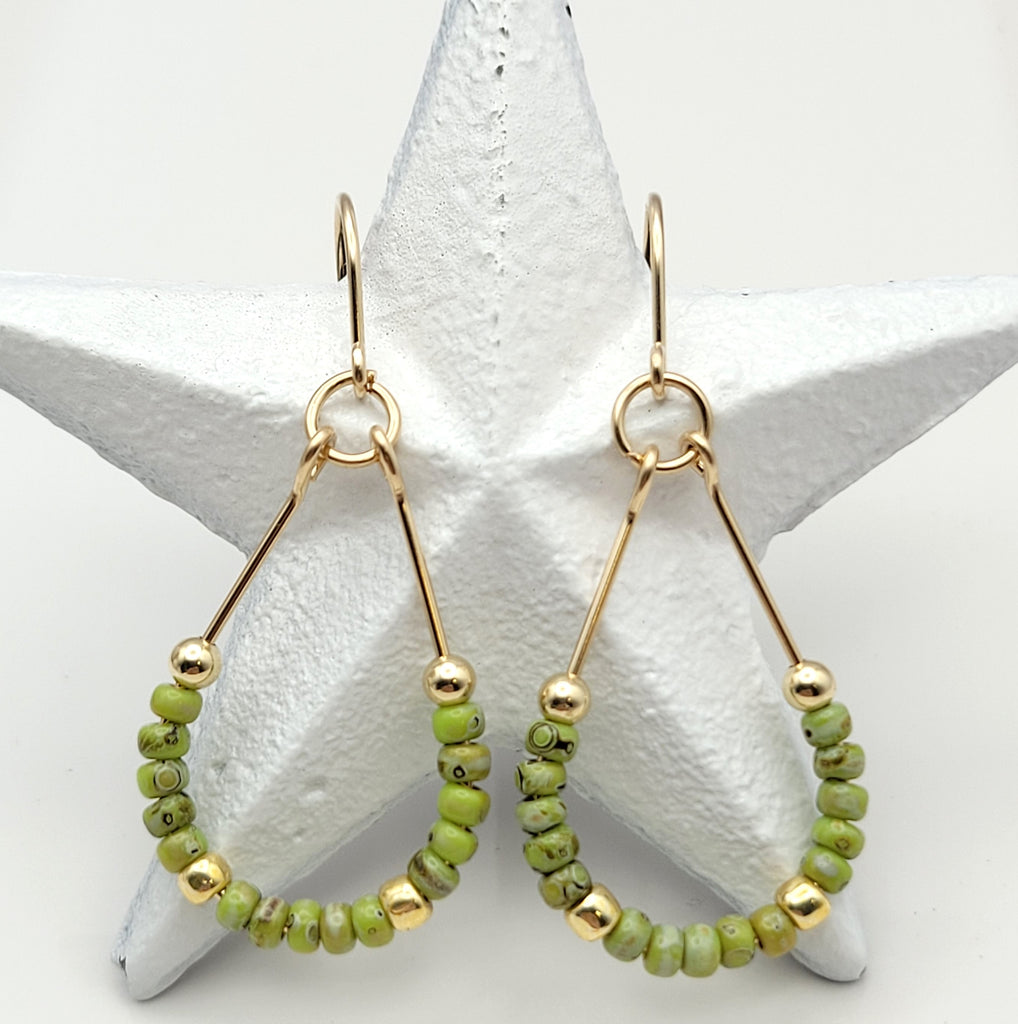 Lane - Gold & Chartreuse Earrings Bijou by SAM