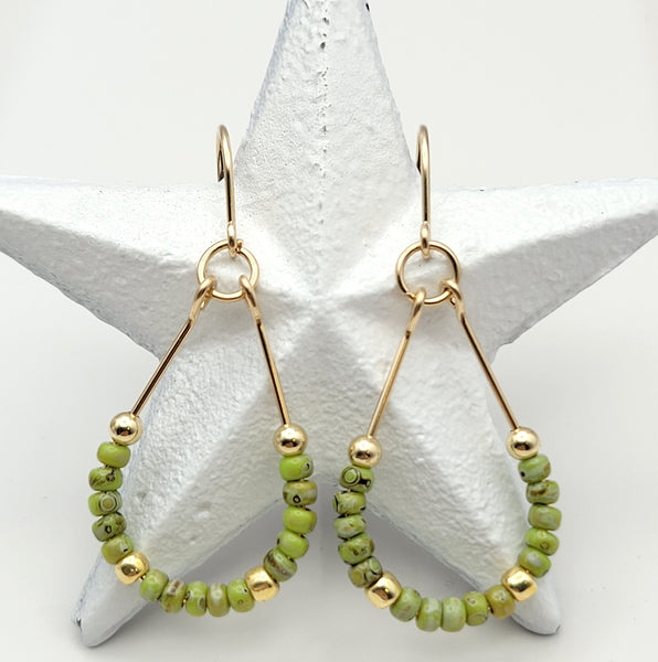 Lane - Gold & Chartreuse Earrings Bijou by SAM