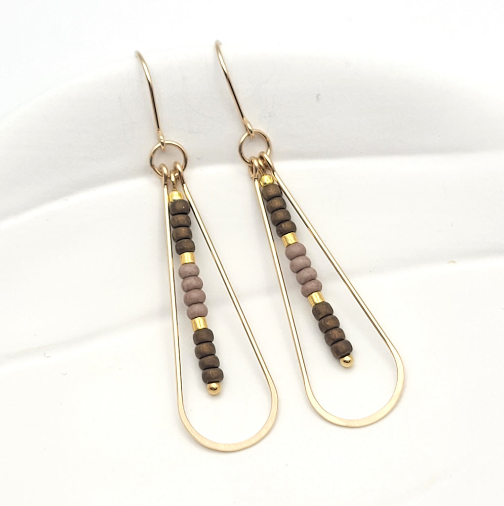 Harley - Gold & Brown Earrings Bijou by SAM