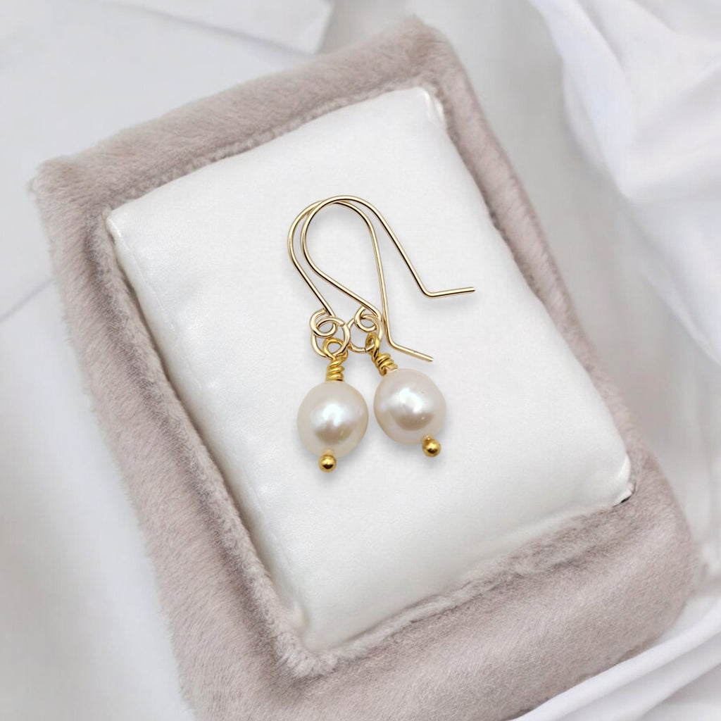 Pearl - Gold  & Ivory Dangle Earrings Bijou by SAM