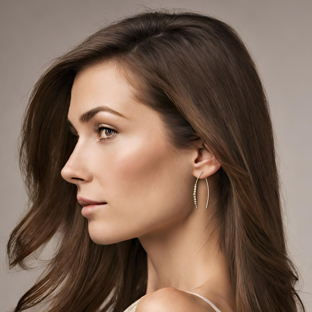 Wish - Gold with Gold Beads Earrings Bijou by SAM