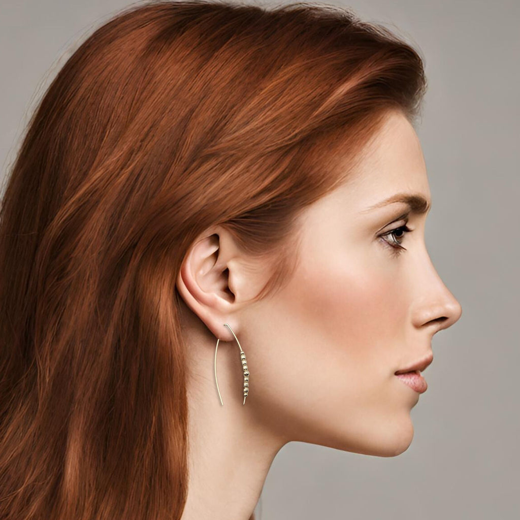 Wish - Gold with Silver Beads Earrings Bijou by SAM