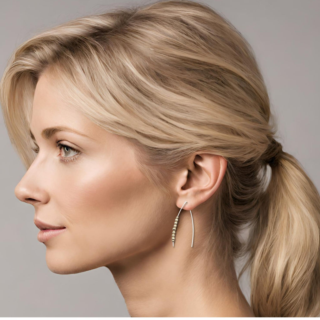 Wish - Silver with Gold Beads Earrings Bijou by SAM