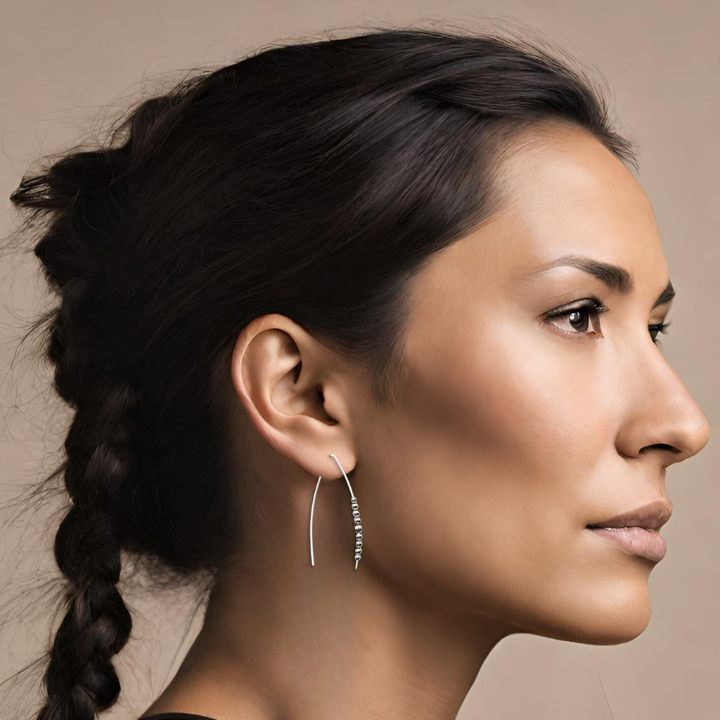 Wish - Silver with Silver Beads Earrings Bijou by SAM