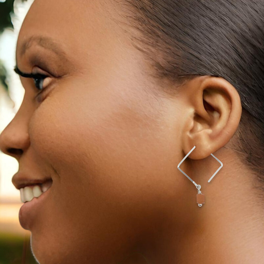 Cube - Orange Aventurine Square Earrings Earrings Bijou by SAM