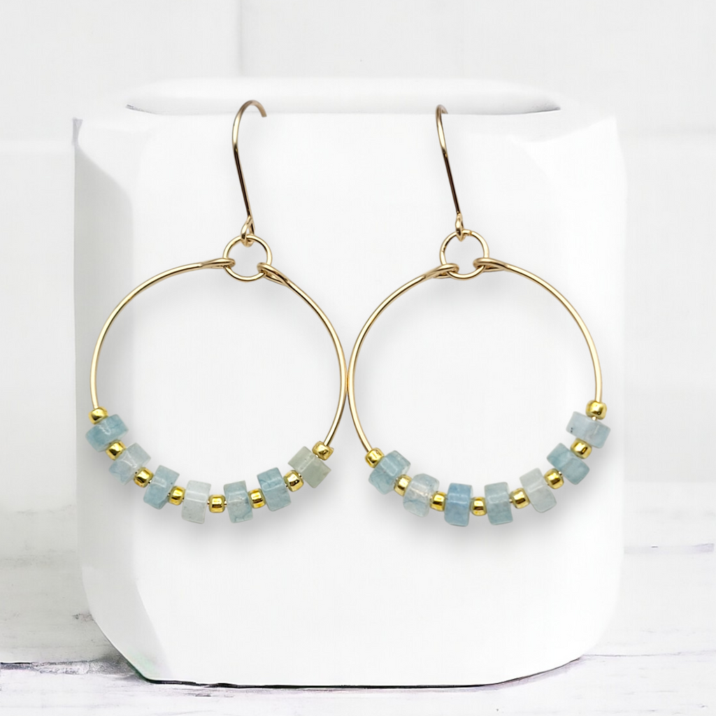 Boho - Gold & Aquamarine Earrings Bijou by SAM