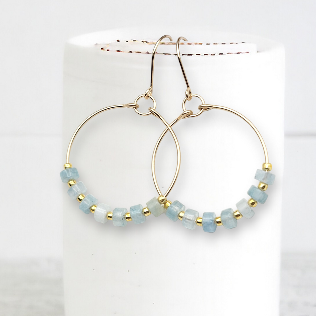 Boho - Gold & Aquamarine Earrings Bijou by SAM