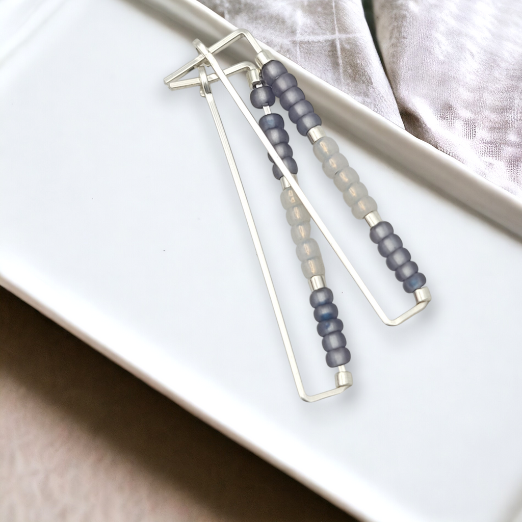 True - Silver Rectangle & Purple Earrings Bijou by SAM