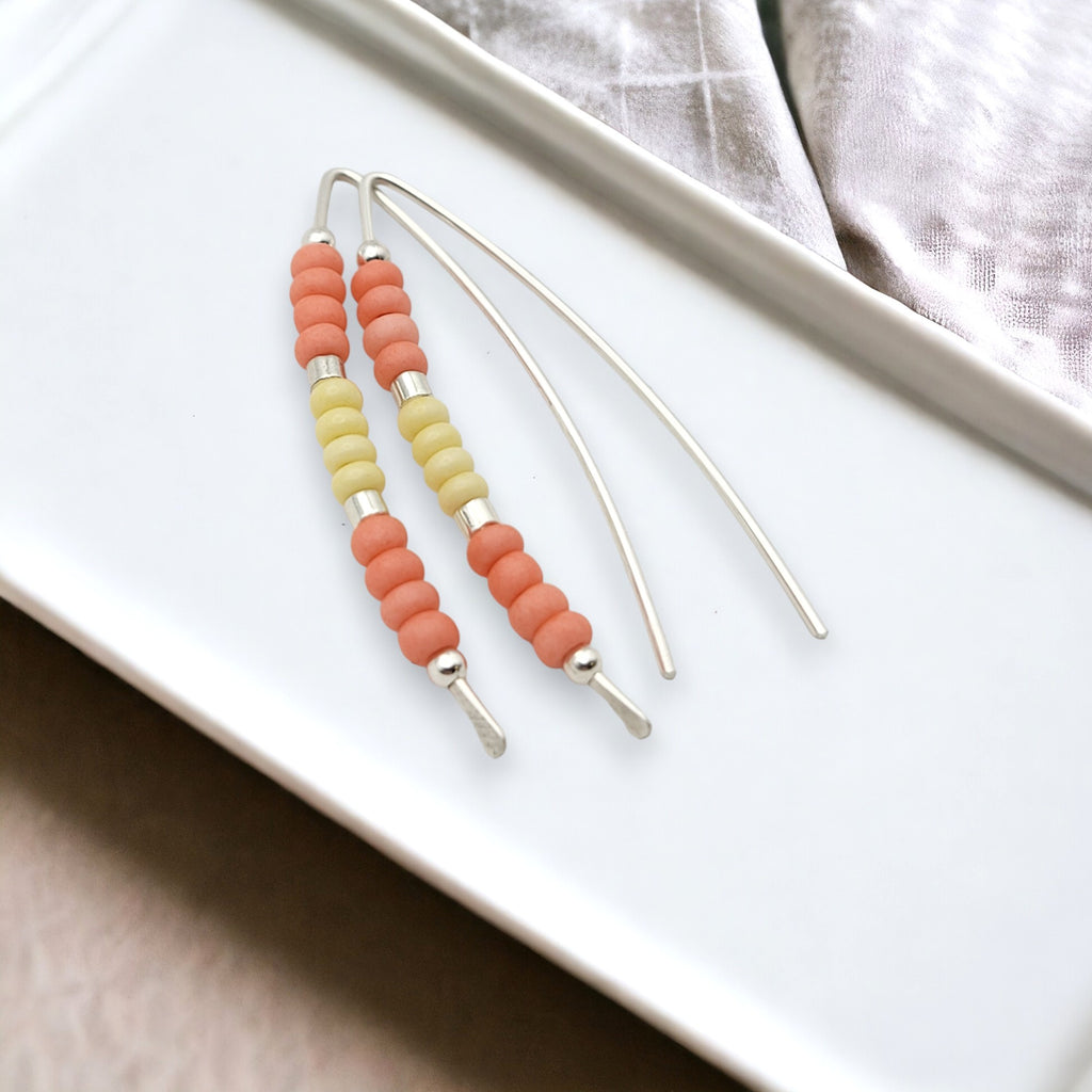 Wish - Silver with Salmon & Yellow Earrings Bijou by SAM