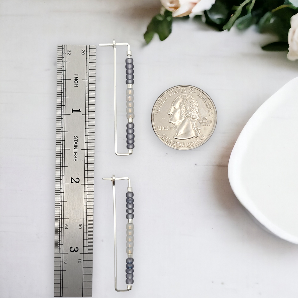 True - Silver Rectangle & Purple Earrings Bijou by SAM