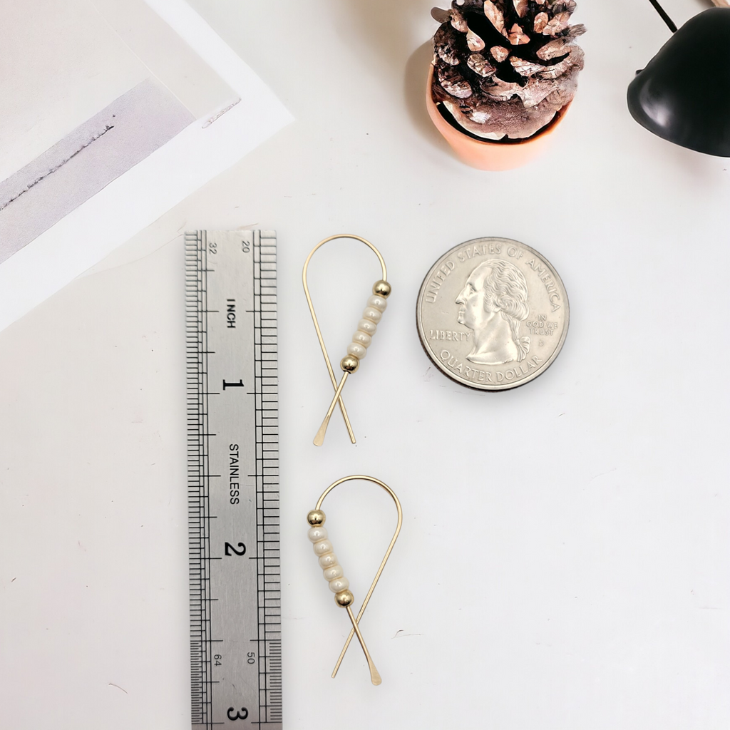 Ribbon - Gold & Pearl Earrings Bijou by SAM