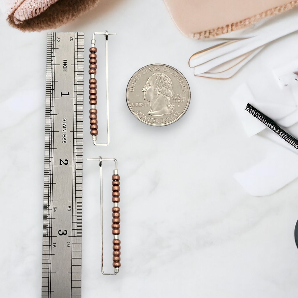 True - Rectangle Silver & Copper Earrings Bijou by SAM